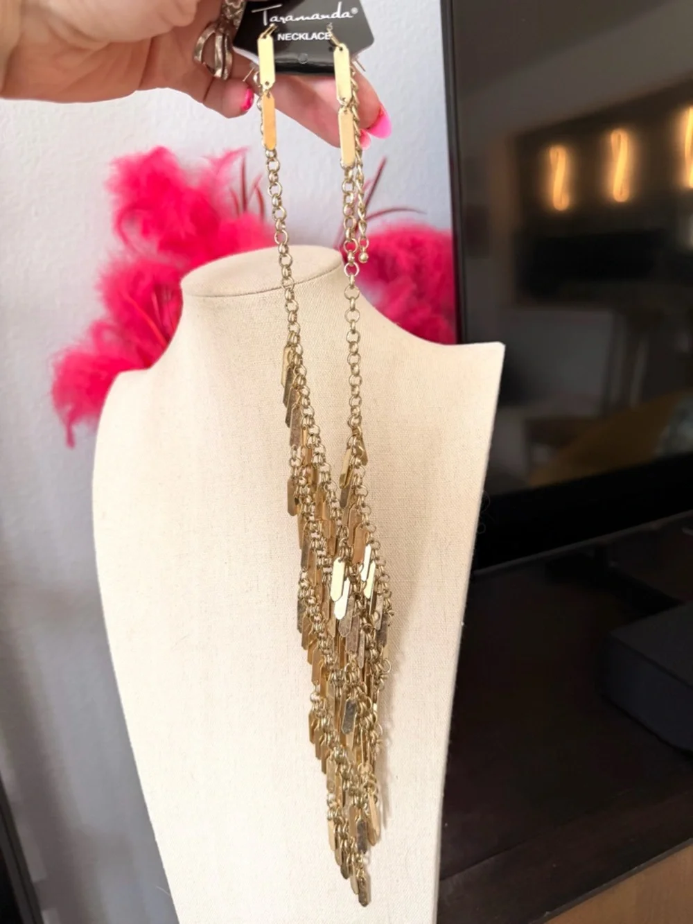 Statement Gold Multi-Layer Fringe Necklace